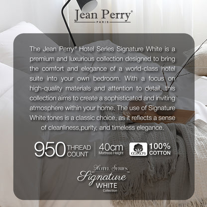 Jean Perry 100% Cotton Hotel Series Signature White Fitted Bedsheet Set - 950TC