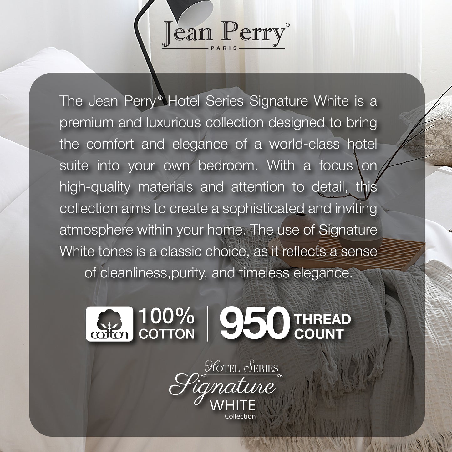 Jean Perry Hotel Series Signature White QUILT COVER ONLY - 100% Cotton 950TC