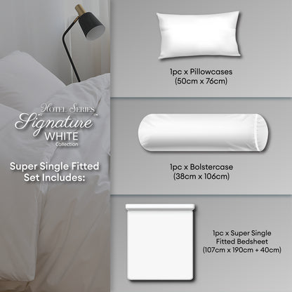 Jean Perry 100% Cotton Hotel Series Signature White Fitted Bedsheet Set - 950TC