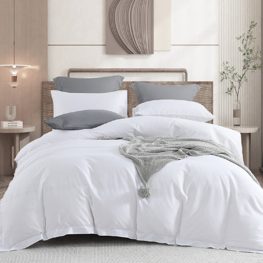 Jean Perry Hotel Series Luxury White Quilt Cover ONLY - 100% Combed Cotton Sateen